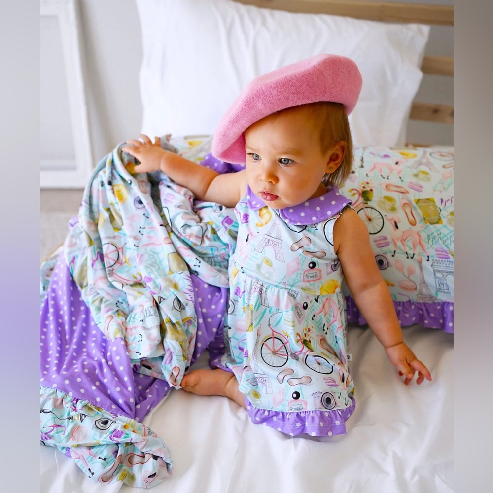 Birdie Bean Emilie Paris Peplum Dress and Ruffled Bamboo Bummie Set